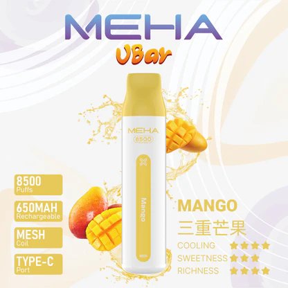 【MEHA VBar】魅嗨小白條 8500口拋棄式電子煙 650mAh可充電 3%丁鹽 冰爽水果系列 現貨秒發:圖片 7