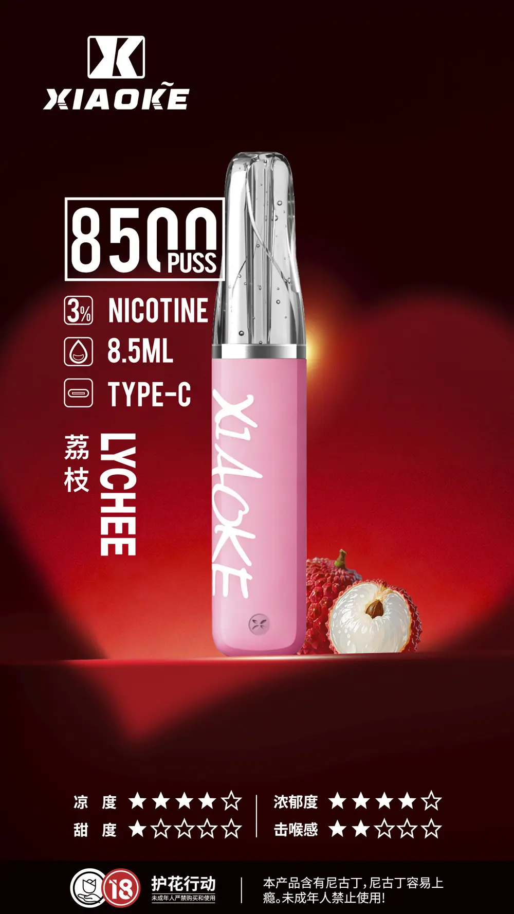 【XIAOKE 梟客】8500口拋棄式電子煙 8.5ml儲油量 3%丁鹽 支援Type-C充電 台灣現貨秒發:圖片 14